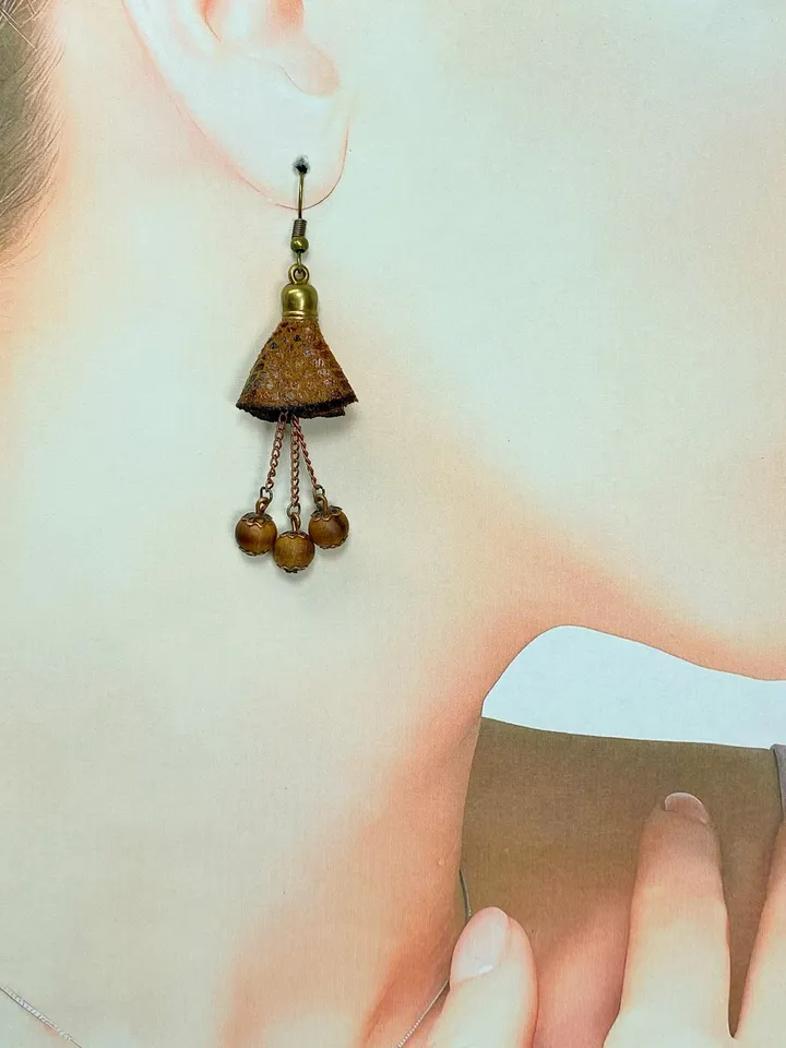 Handmade earrings with wooden beads.