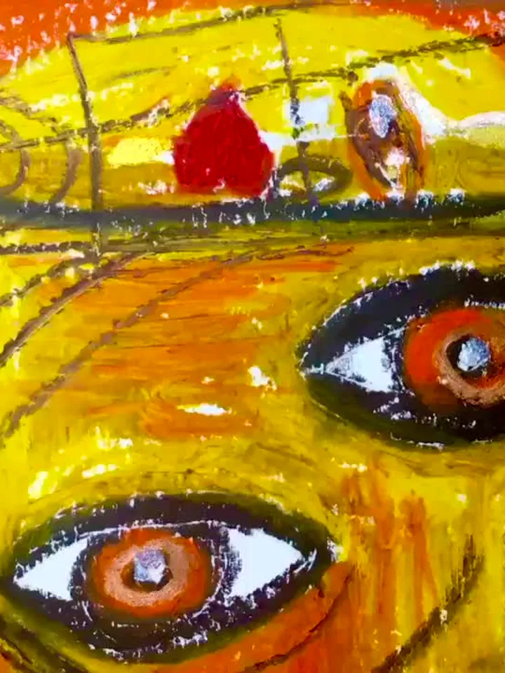 Lovers, abstract painting ,original oil pastel painting, gift for Valentine day.