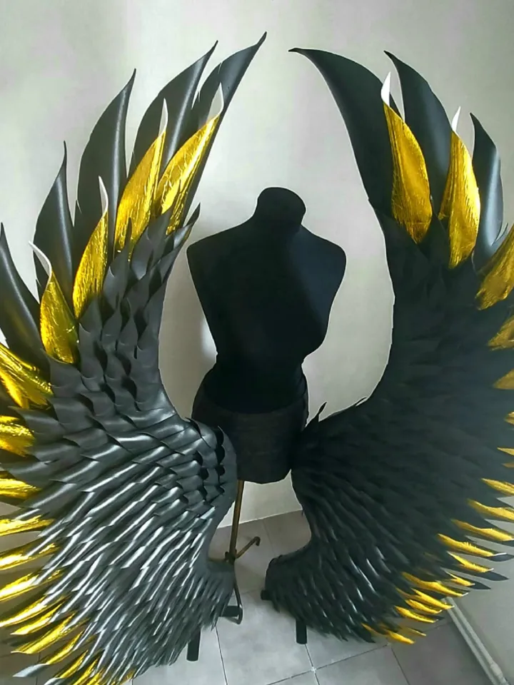 Giant wings black and gold background angel wings wedding backdrop outdoor party decor baby shower decoration, art wings