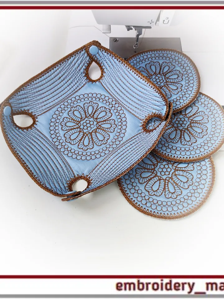 In the hoop embroidery design vase and cup holders quilting by Embroidery Manavi 05