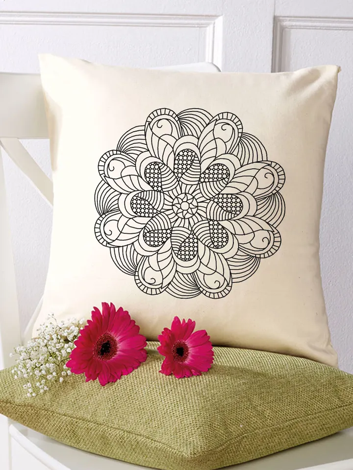 Geometric mandala blackwork pattern PDF Blackwork mandala embroidery download PDF, Backstitch chart, Mandala cross stitch, Home decor #W29