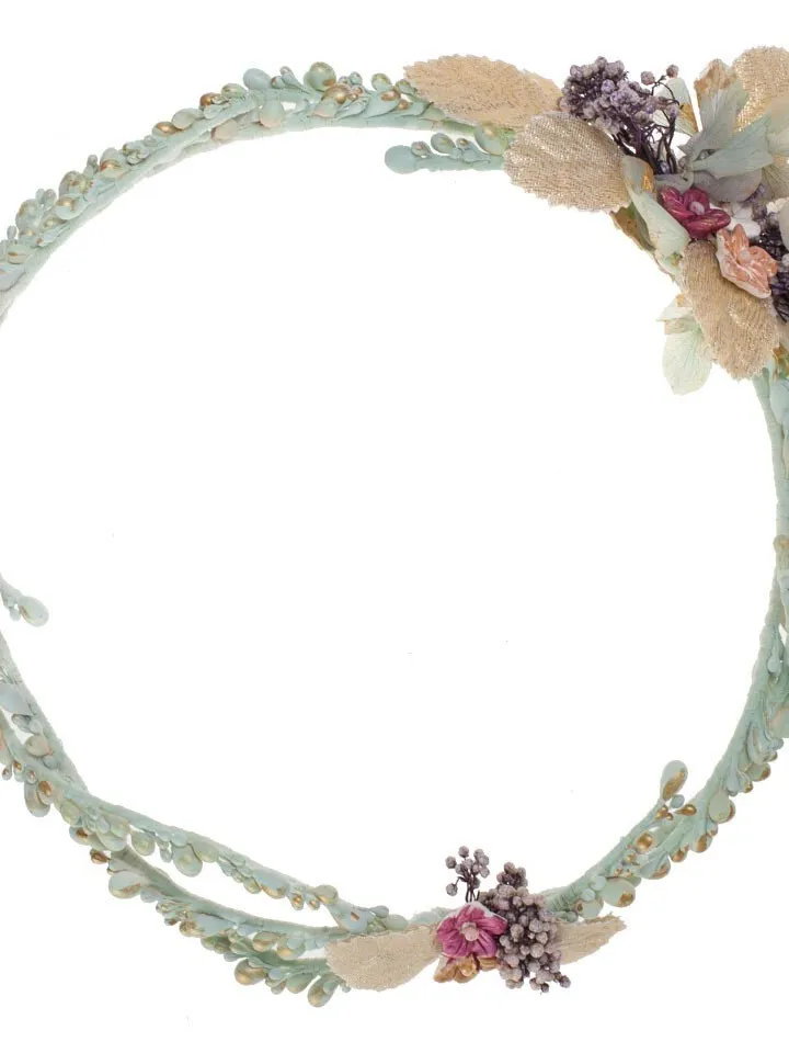 Delicate Porcelain Flower Wedding Wreath, Floral Bridal Headband, Flower Wedding Crown, Boho Headpiece, Jewelry Set, Bridal Hair Accessories