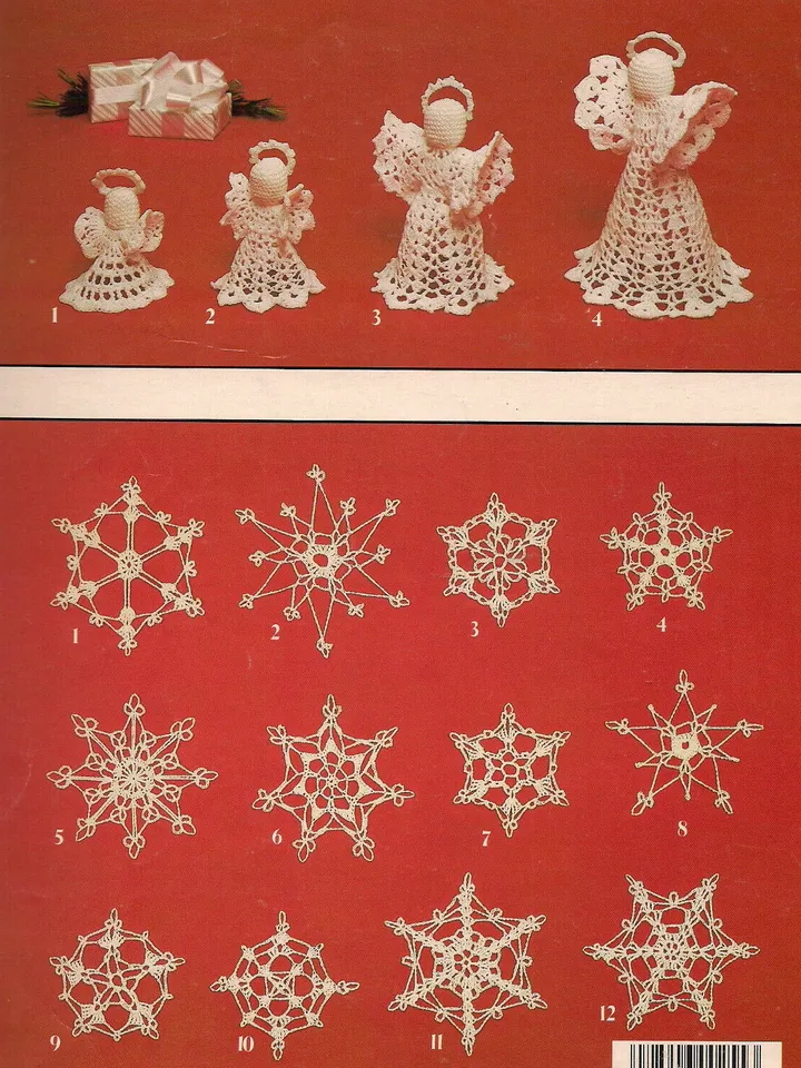 Christmas Snowflakes & Angels Vintage Crochet Pattern PDF Toys & Dolls Crocheted