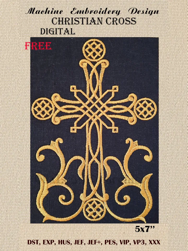 Christian Cross embroidery design