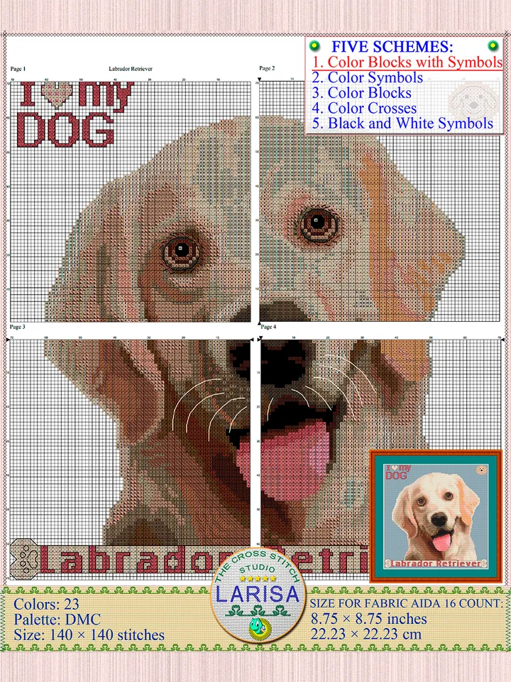 Labrador Cross Stitch Pattern | Yellow Lab