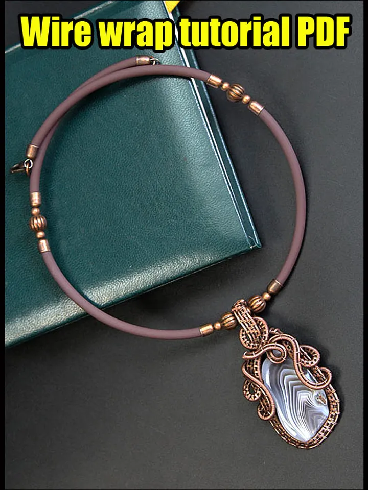 Wire Wrap pendant step by step tutorial PDF. Handmade Wire jewelry.