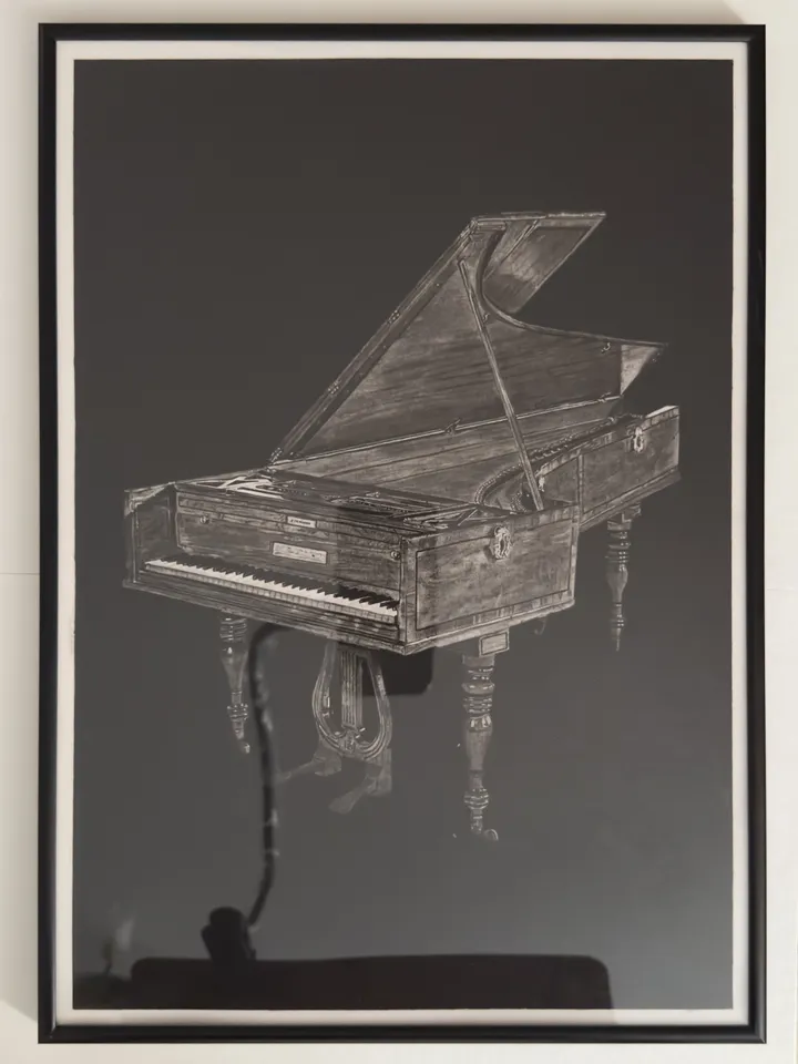 “Ludwig van Beethoven’s fortepiano”№4 painting/handmade, pencil and charcoal from 4pieces“ art collection 3