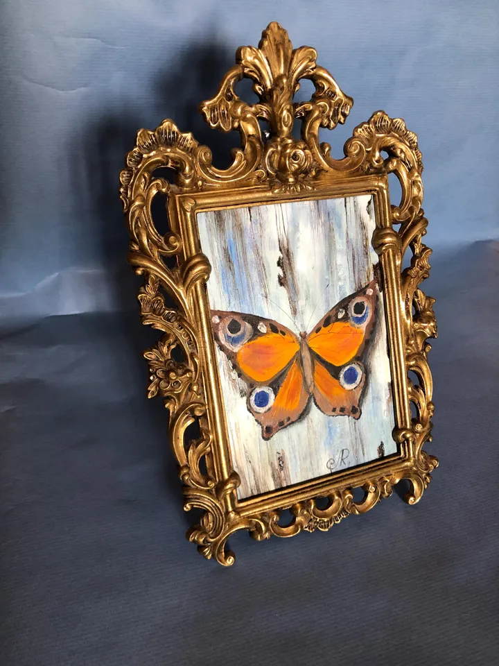 Monarch Butterfly Painting Metal Frame Shabby Chic Painting