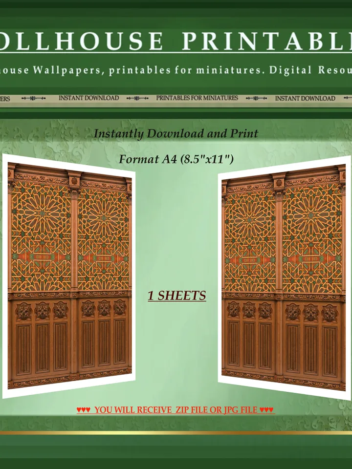 Wallpapers- Set 15-v5 | Printables for Dollhouses and Unique Miniature Projects | Digital Downloads | in Scale 1/12th
