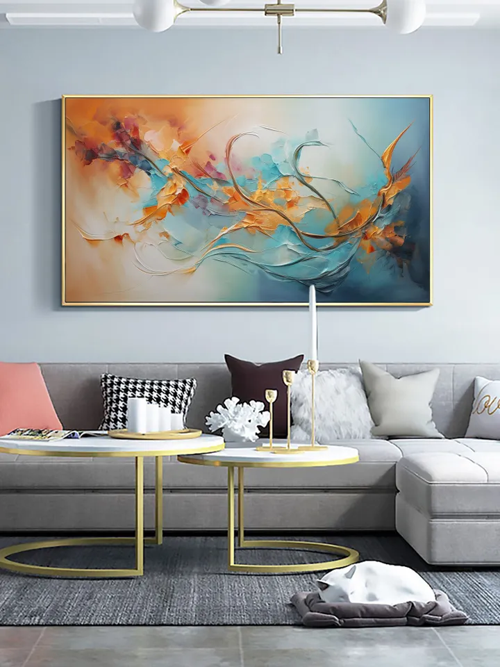 Original Framed Colorful Flowers Oil Painting On Canvas, Large Wall Art, Abstract Painting, Custom Painting, Living room Wall Art Home Decor