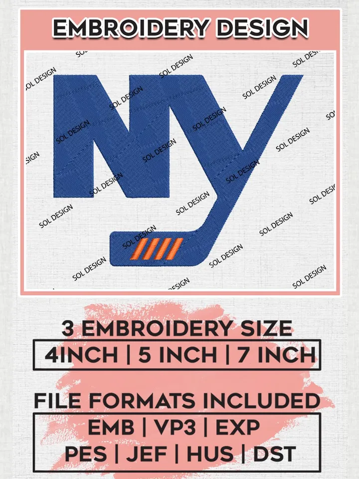 NHL New York Islanders NY Logo Embroidery Files, NHL New York Islanders Team Embroidery Designs, NHL Embroidery Designs, NHL Machine Embroidery Designs, Digital Download