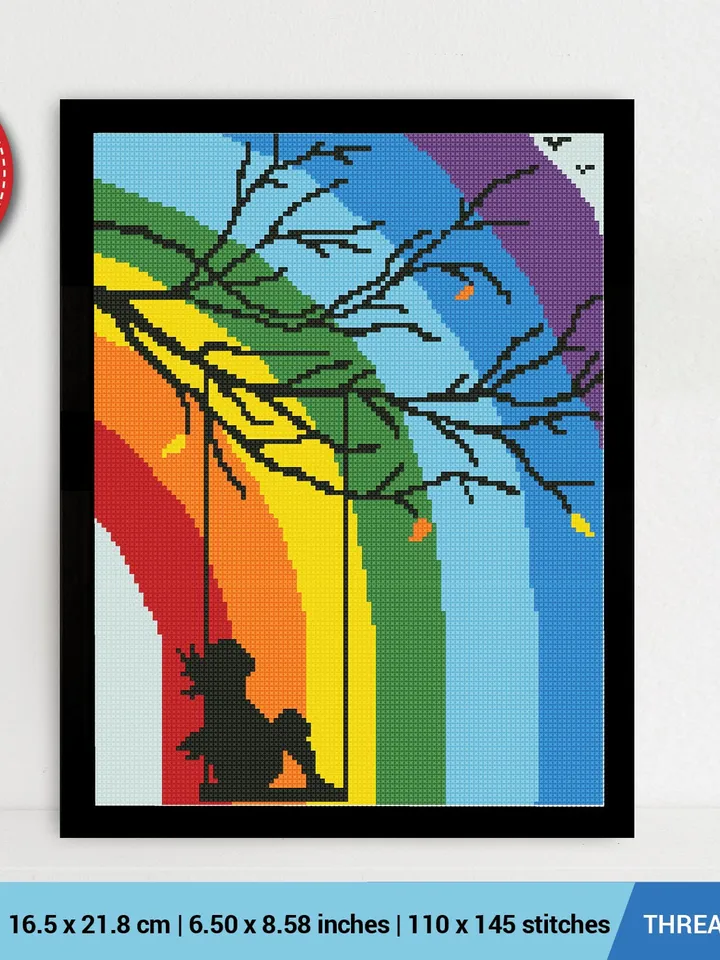Girl Rainbow LGBT Pride Cross stitch pattern | Embroidery Pattern | Instant Download | Embroidery Designs