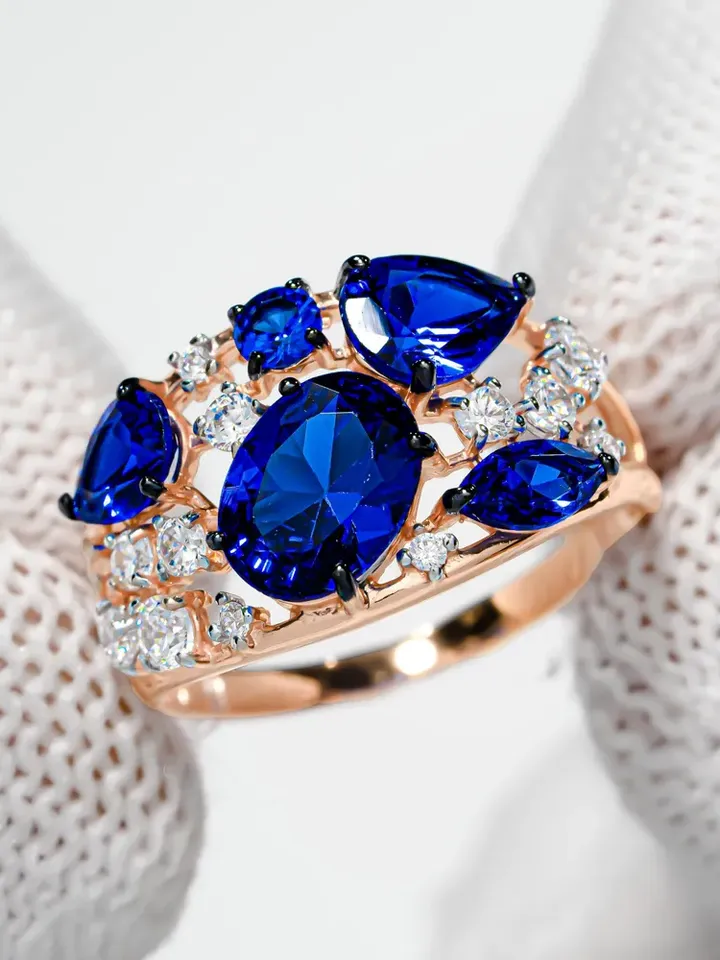 Ring Silver 925 with corundum and sapphire