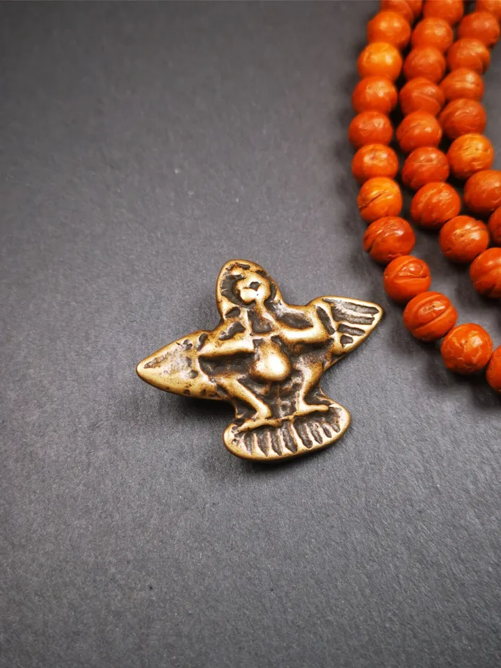 Gandhanra Antique Tibetan Buddhist Amulet Pendant - Garuda - The Golden-Winged Bird, Crafted from Copper,1.65&quot;