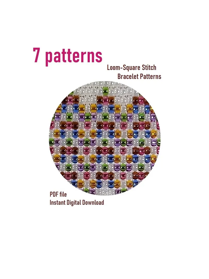Cuff Bracelet Loom - Square Stitch Bead Patterns Bracelet Beading Patterns Bead loom pattern Miyuki Delicas - Preciosa Instant Download