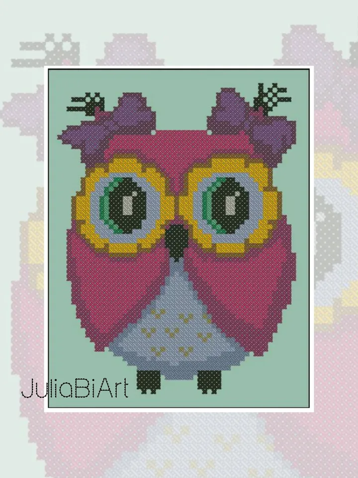 Cross stitch pattern PDF, Owl 001