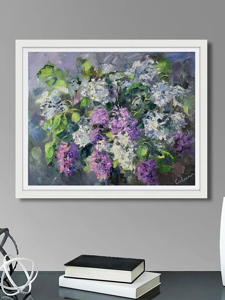 Lilac Painting Flower Original Art Floral Oil Canvas Artwork Impasto
