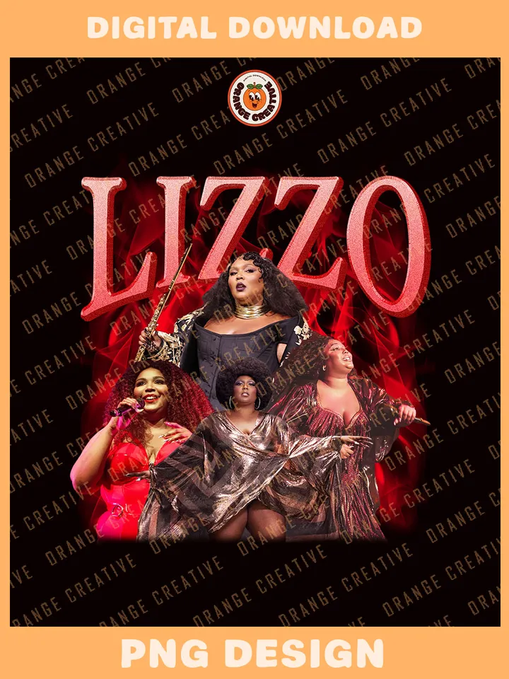 Retro Lizzo Rapper Bootleg T-shirt PNG, 90s Bootleg Template, Graphic Lizzo PNG Files, Custom Bootleg Rap Tee, Digital Download
