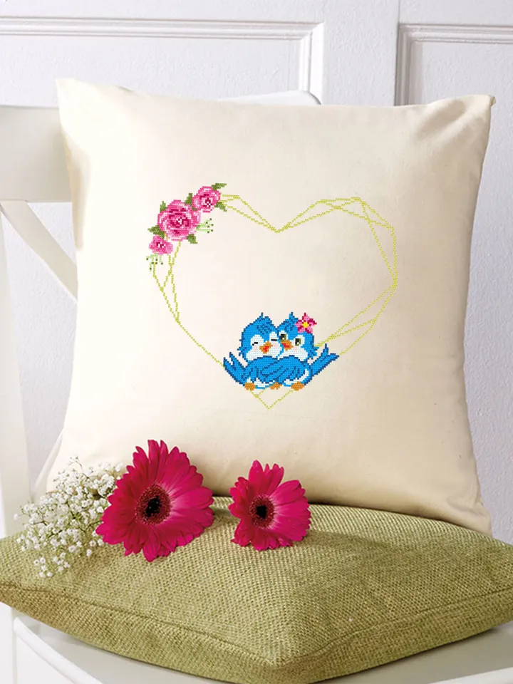 Floral heart frame cross stitch pattern download PDF Blue birds cross stitch, Wedding cross stitch chart, Valentine stitch Flower wreath #Y7
