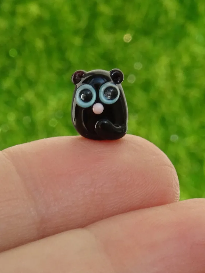 GLASS FIGURINES Cat figurine Miniature cat gifts BLACK cat decor Miniature animals Tiny glass animals Halloween decoration Glass cat art