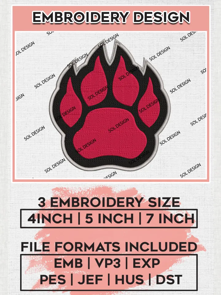Northern Illinois Huskies NCAA Team Footprint Logo embroidery designs, NCAA Northern Illinois Huskies Logo Machine embroidery designs, NCAA Team Logo embroidery designs, NCAA Game Day Machine embroidery designs, Digital Download