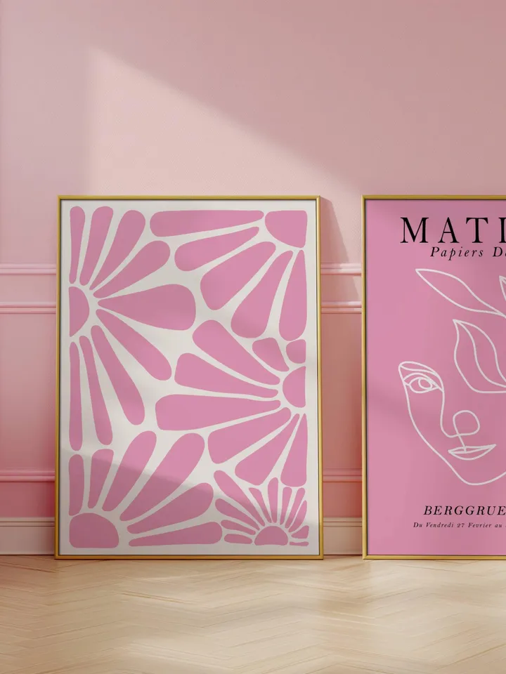 Pink Matisse Print Set Printable Wall Art Pink Print Set Gallery Wall Set of 3 Prints Preppy Wall Art Exhibition Posters Danish Pastel