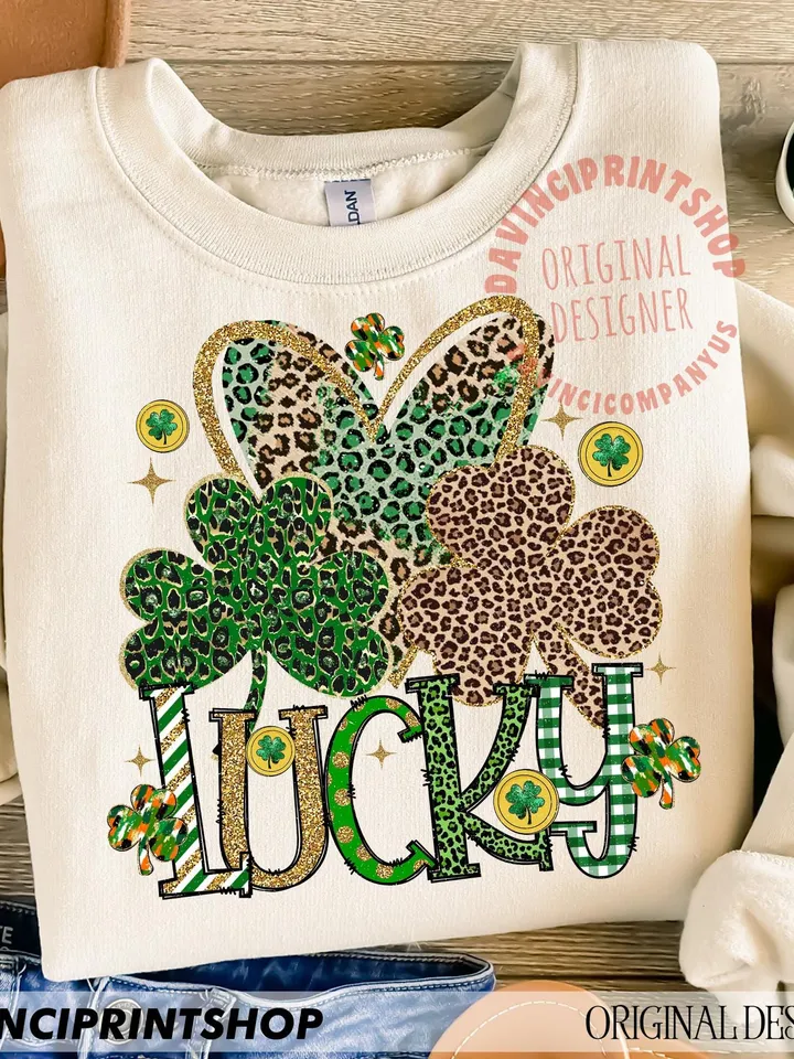 St Patrick Lucky Leopard Heart Png, Lucky Saint Patrick Png, Irish Day Png, St Patrick day png, Lucky Shamrock png, Patrick Gift Shirt png