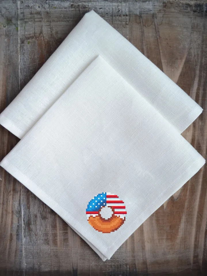 American flag donut cross stitch pattern PDF download Independence Day 4th of July Patriotic cross stitch chart, Mini food cross stitch #T21