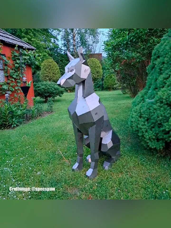 Welding Project Plans Drawings Doberman Sitting (DXF, PDF)