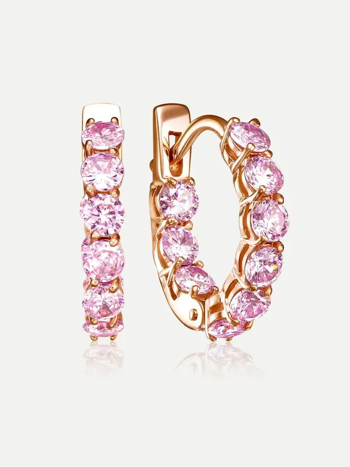 Earrings 925 silver with pink cubic zirconia