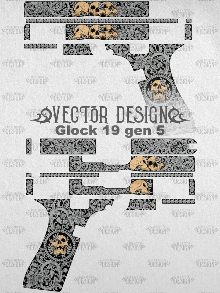 VECTOR DESIGN Glock 19 gen 5 Skulls and scrolls
