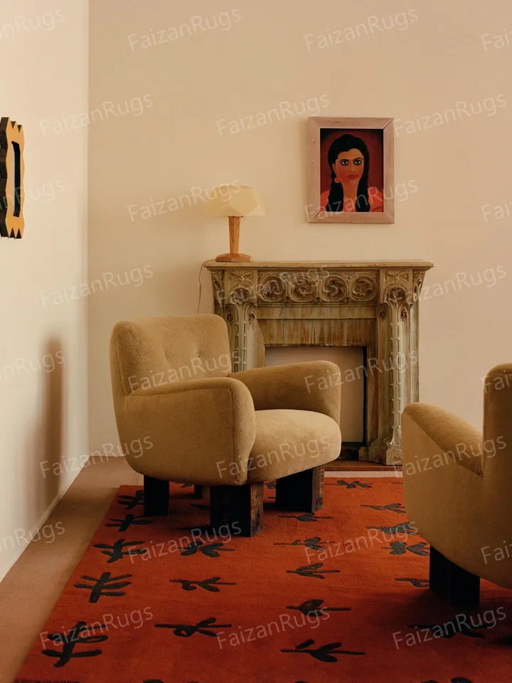 Buy 8x10 Anthropology Rugs I Home & Living I Floor Rugs l Home Decor l Hand Tufted Rugs l New Shape Carpet l Red Black Color in NZ Wool Rug
