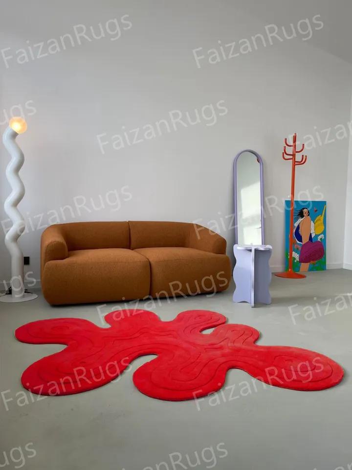 Buy Stunning Red Dune Handmade Wool Rug | Hand Tufted Rug 100 Wool For Living Room | Bed Room | Kids Room | Drawing Room |  In Any Size's