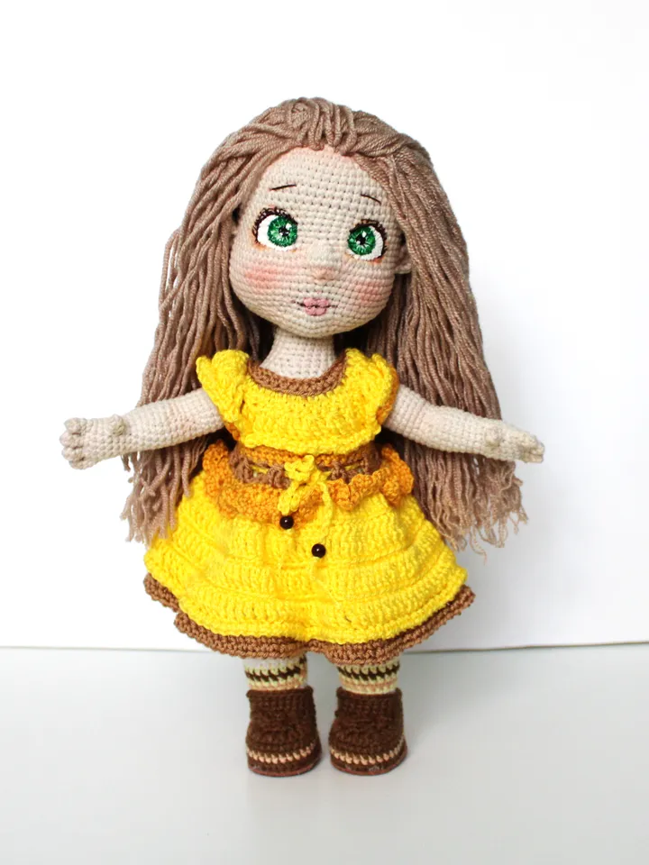 Doll crochet pattern PDF in English Amigurumi winter clothes doll DIY gift for baby girl