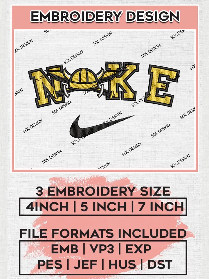 Nike Northern Kentucky Norse Machine Embroidery Design, NCAA Northern Kentucky Norse Embroidery Design files, NCAA Logo Embroidery Designs, NCAA Machine Embroidery Designs, Digital Download