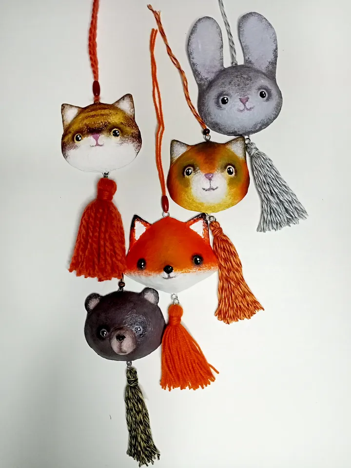 Custom fox head paper mache wall mount/Personalized faux taxidermy paper mache animals head/Cute animals head sculpture wall hanging