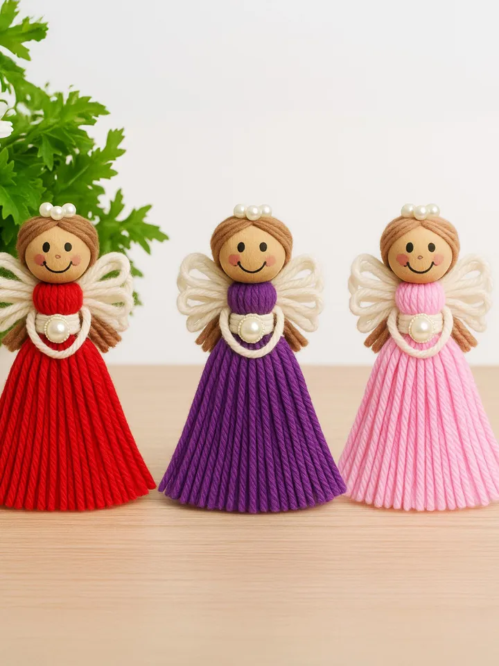 DIY Yarn Angel Craft Pattern Tutorial, Beginner-Friendly Easy Yarn Angel Pattern for Beautiful Handmade Holiday Decorations & Gifts