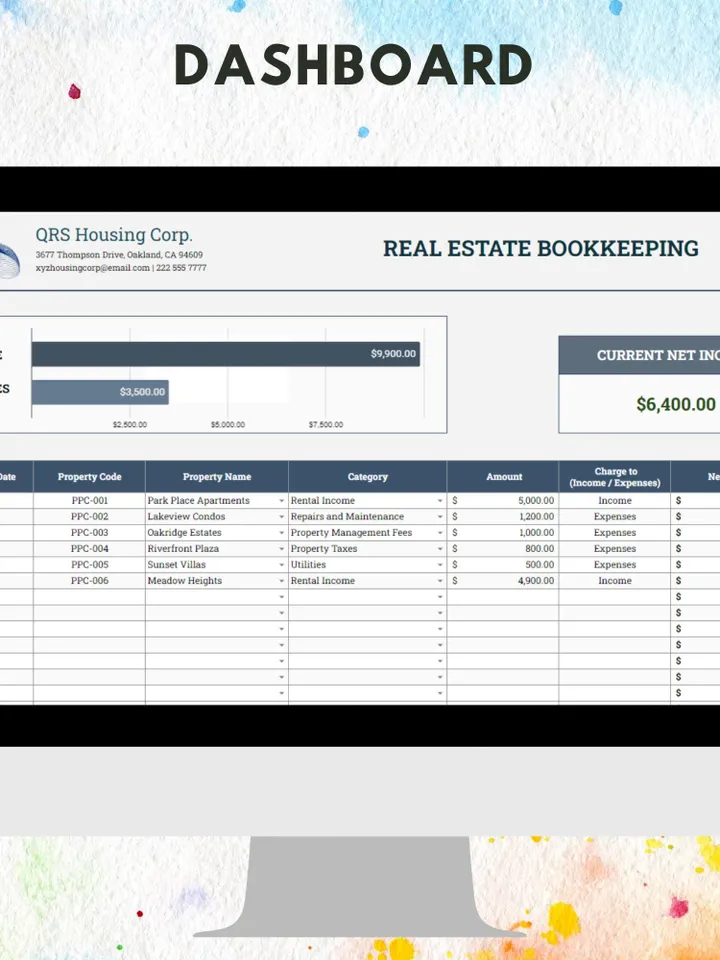 Real Estate Bookkeeping Template, Editable Google Sheets Template, Digital Download, Track Income & Expenses, For Property Managers
