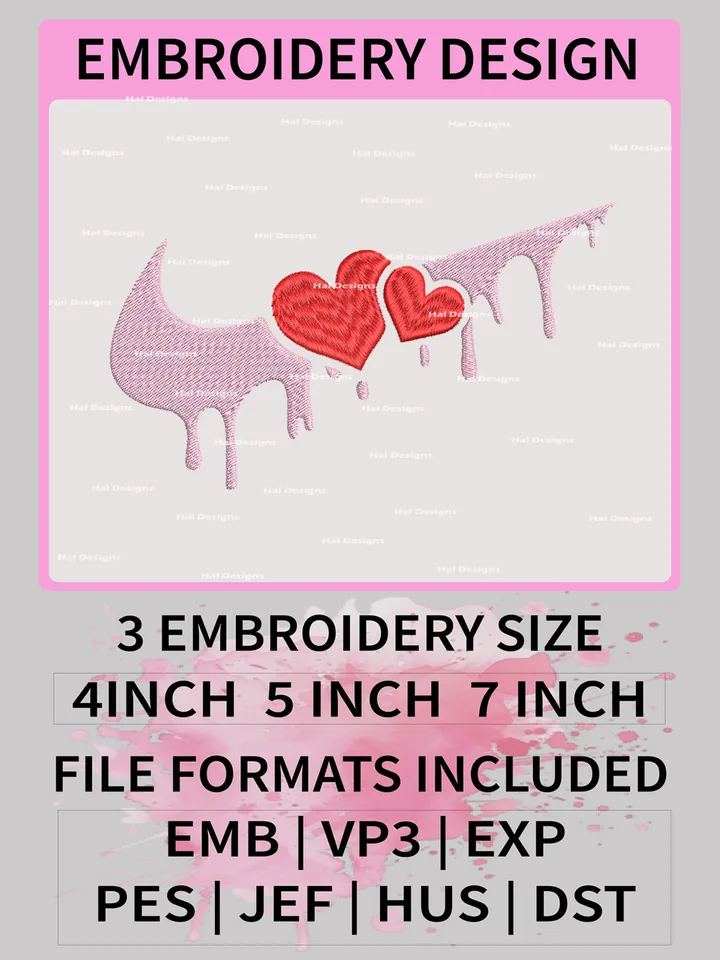 Nike With Heart Embroidery Designs, Fashion Brands Mouse Machine Embroidery Patte, Nike Logo Embroidery File