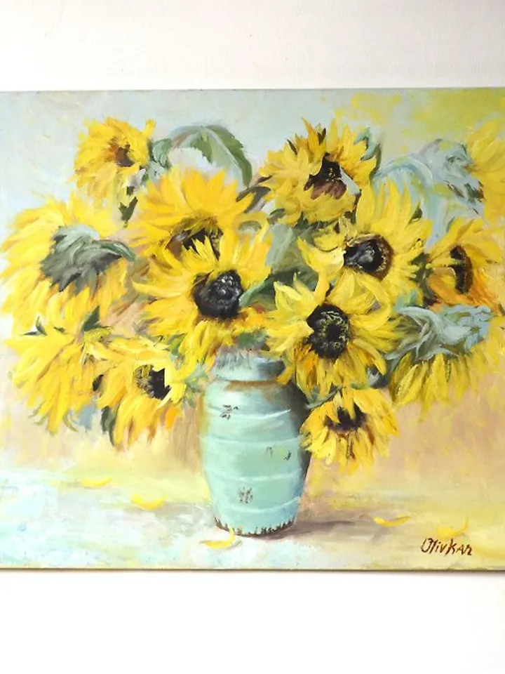 Sunflower Painting 向日葵绘画 Floral Original Oil Artwork Sunflower Art