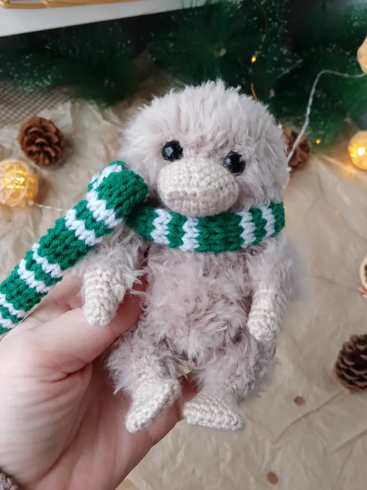 Stuffed Baby Niffler toy. Scamander Fantasy creature art doll ooak handmade gift. Tiny Niffler, ooak ,handmade gift