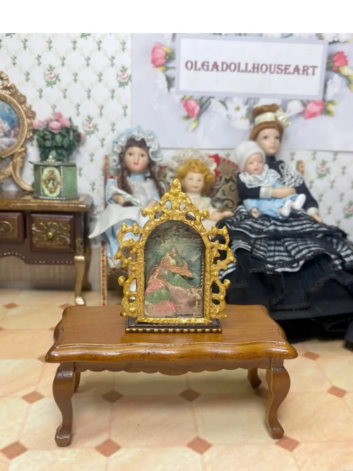 Handmade Christmas nativity scene. 1:12 Dollhouse miniature. Miniature nativity scene.