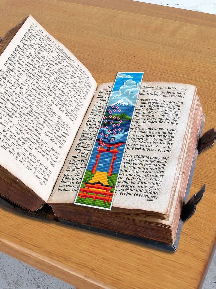 Bookmark Japan cross stitch pattern digital PDF Handmade bookmark nature cross stitch Spring xstitch chart Beginners Cross Stitching #B25