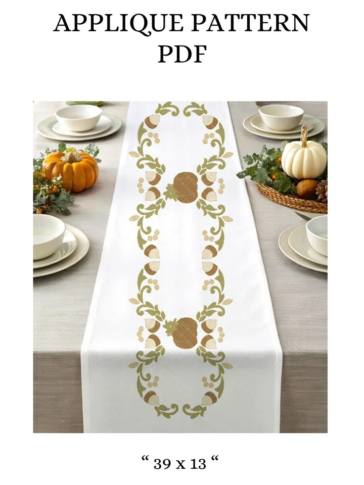 Pumpkin Vine Table Runner – Appliqué Pattern PDF