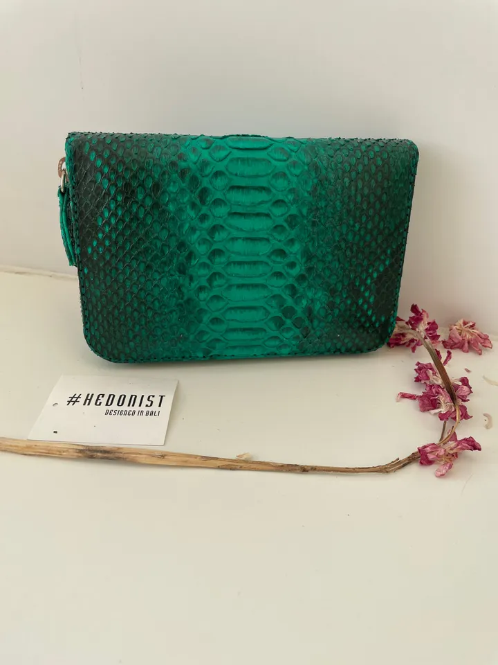 Genuine python skin green wallet | Small wallet | Exotic leather wallet | Women wallet | Snake trendy Wallet | Snakeskin designer wallet