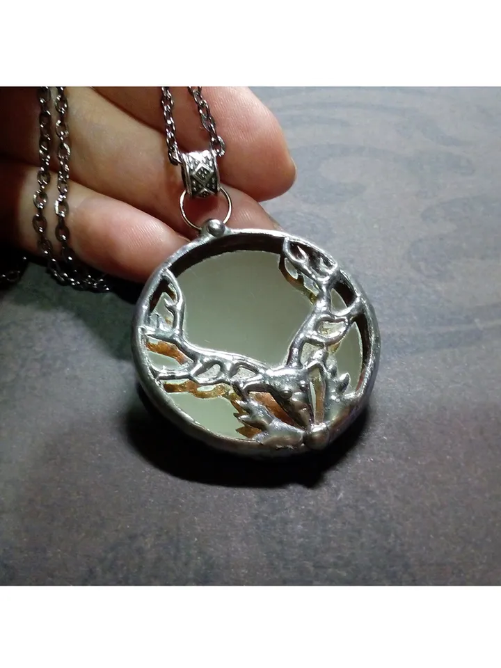 Deer antler jewelry, Deer head necklace, Noel, Yule jewelry. Christmas deer, stag head pendant