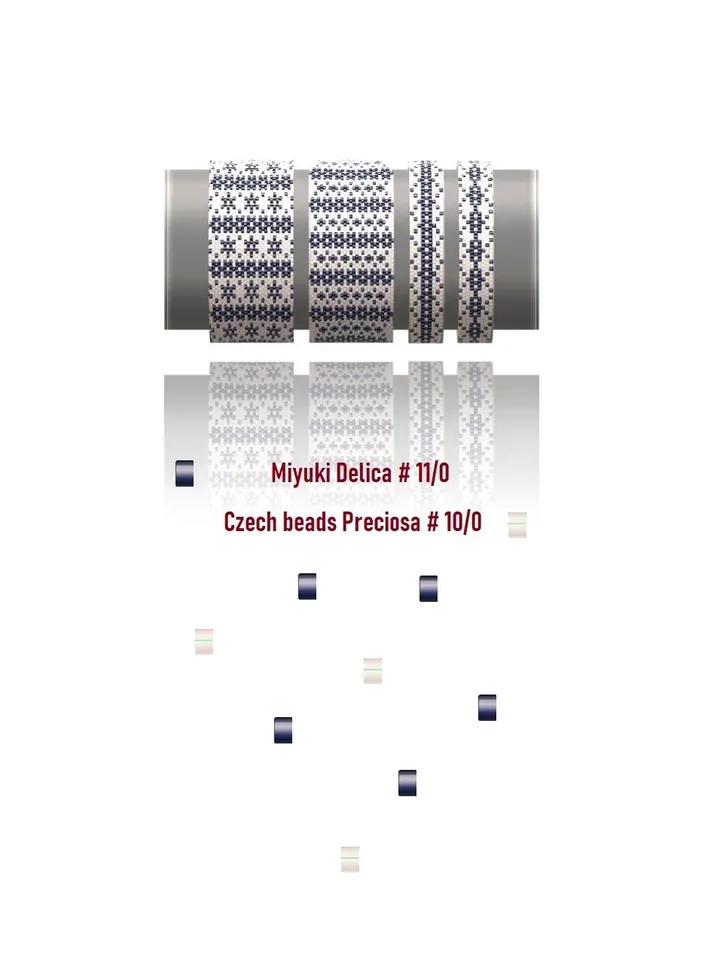 Cuff Bracelet Odd-Count Peyote Stitch Bead Patterns Bracelet, Miyuki Delica, beads Preciosa, Monochrome, Instant Download