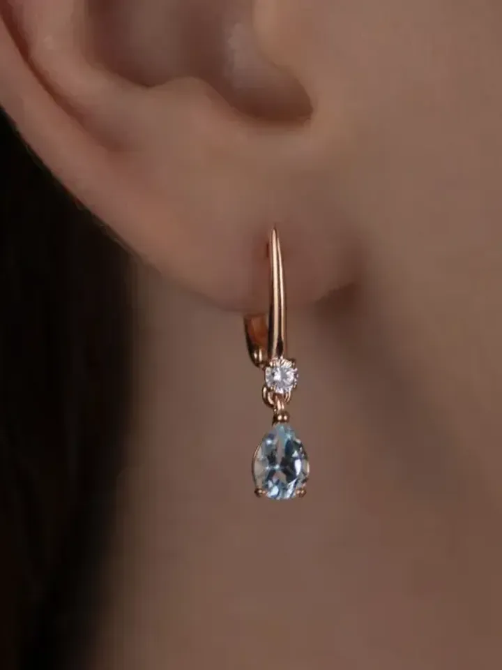 Earrings, silver 925, with topaz