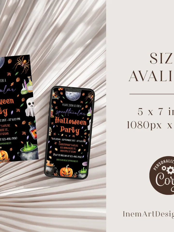 Editable Halloween Invitation, Halloween Party Invitation, Halloween Birthday Invitation, Halloween Invitation - I105
