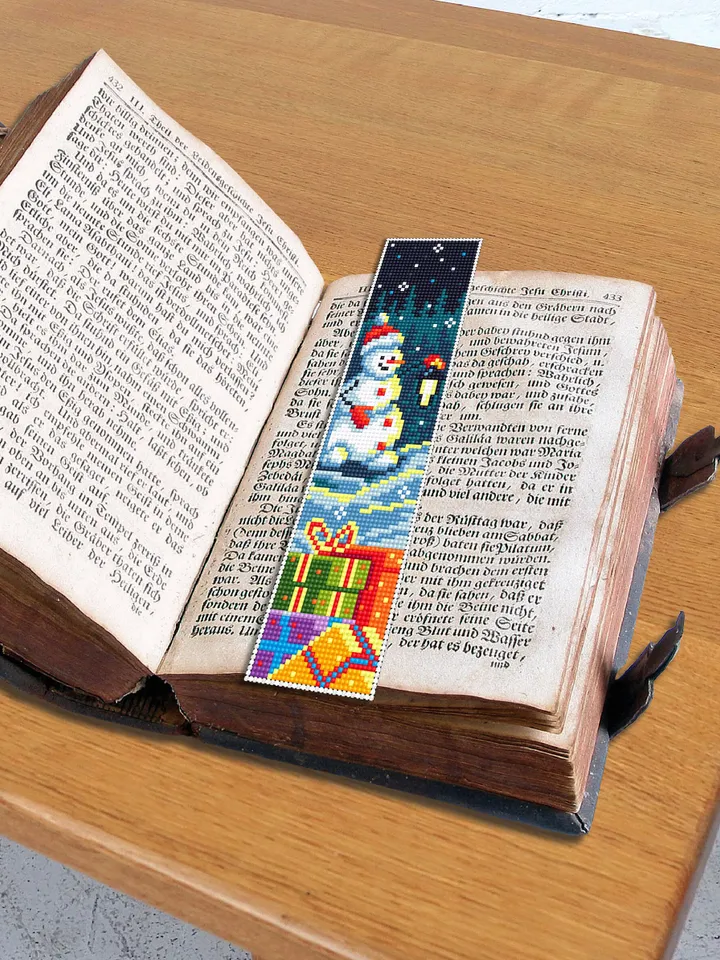 Christmas bookmark cross stitch pattern PDF download Snowman cross stitch chart, Handmade bookmark pattern digital PDF, Winter holiday #B39